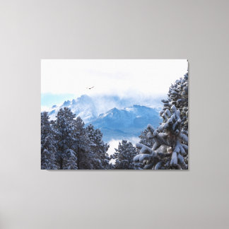 Pikes Peak and a Soaring Eagle After a Snowstorm Canvas Print