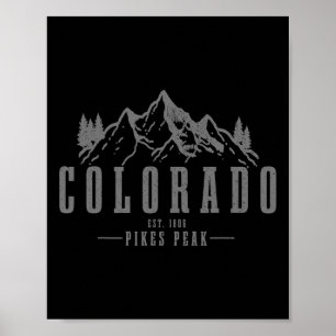 Pikes Peak Colorado Est. 1806 Vintage Mountains Us Poster