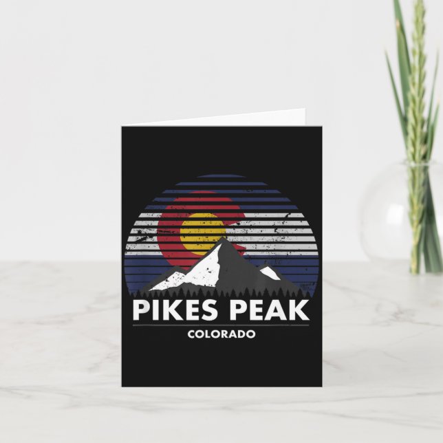 Pikes Peak Colorado Flag - Mountain Adventure Card (Front)