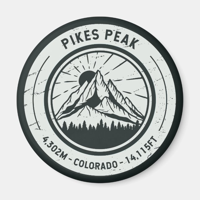 Pikes Peak Colorado Hiking Skiing Travel Magnet (Front)