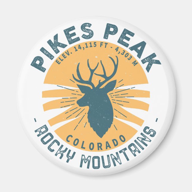 Pikes Peak Colorado Hiking Skiing Travel Magnet (Front)