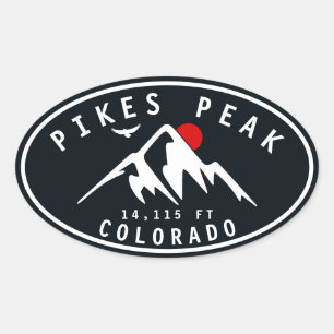 Pikes Peak Colorado Mountain Camping Hiking Oval Sticker
