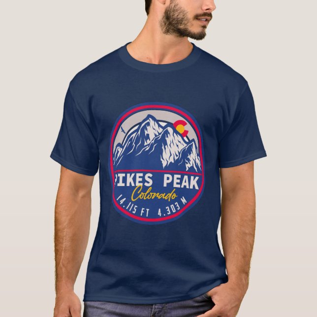 Pikes Peak Colorado Mountain Camping Hiking T-Shirt (Front)