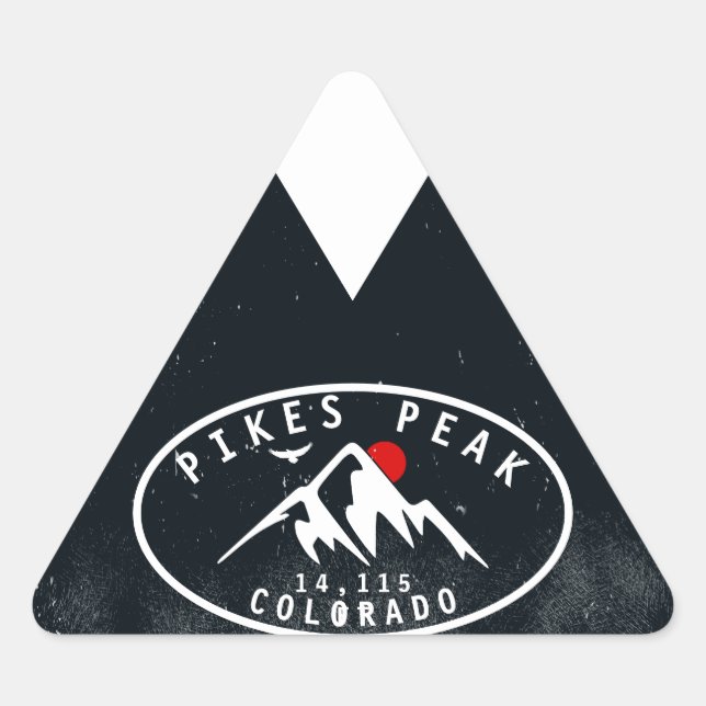 Pikes Peak Colorado Mountain Camping Hiking Triangle Sticker (Front)