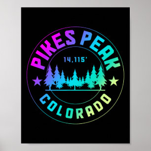 Pikes Peak Colorado Mountain Hiking Vintage Poster