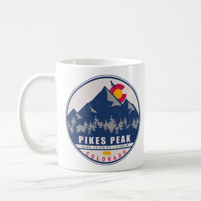 Pikes Peak Colorado Retro Sunset Souvenirs Coffee Mug (Left)