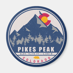Pikes Peak Colorado Retro Sunset Souvenirs Magnet