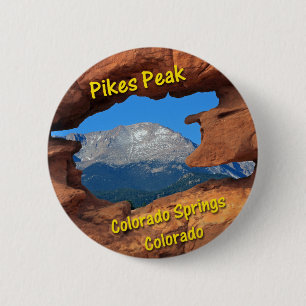 Pikes Peak, Colorado Springs, Colorado 6 Cm Round Badge