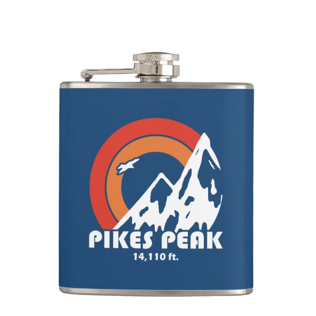 Pikes Peak Colorado Sun Eagle Hip Flask (Front)