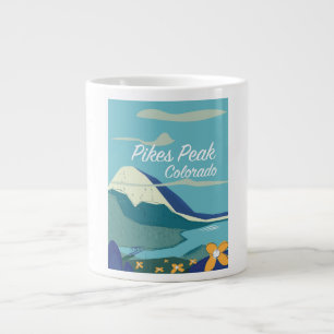 Pikes Peak Colorado vintage style travel poster Large Coffee Mug
