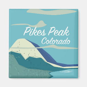 Pikes Peak Colorado vintage style travel poster Magnet