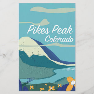 Pikes Peak Colorado vintage style travel poster Stationery