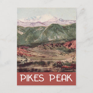 Pikes Peak, Colorado, vintage travel style Postcard