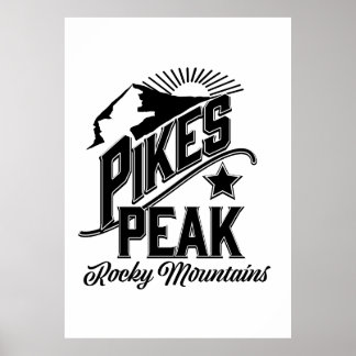 Pikes Peak rocky mountains Vintage art Poster