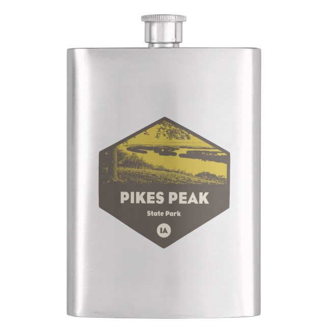 Pikes Peak State Park Iowa Hip Flask (Front)