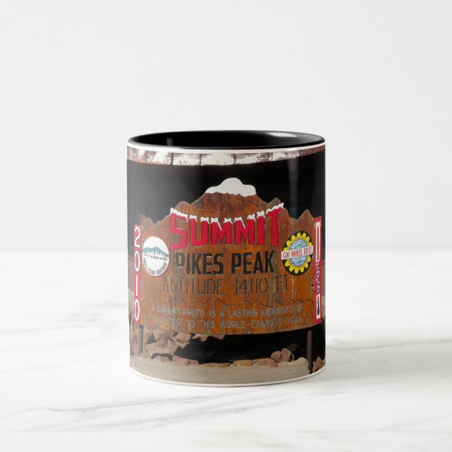 Pike's Peak Summit, Colorado Two-Tone Coffee Mug (Center)