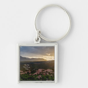 Pikes Peak Sunset Haze Square Keychain