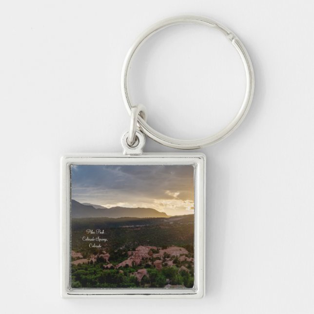 Pikes Peak Sunset Haze Square Keychain (Front)