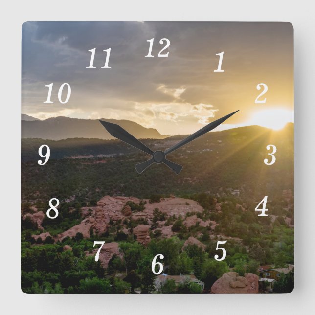 Pikes Peak Sunset Haze Wall Clock (Front)