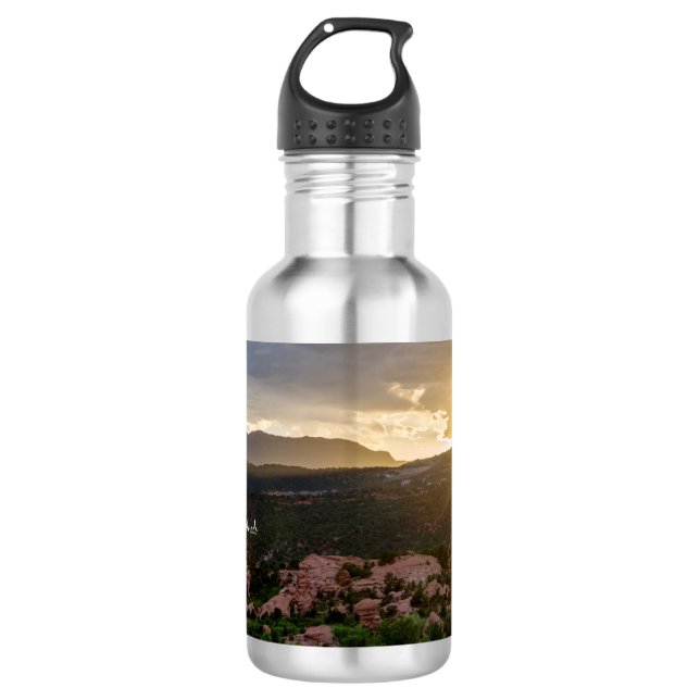 Pikes Peak Sunset Haze Water Bottle (Front)