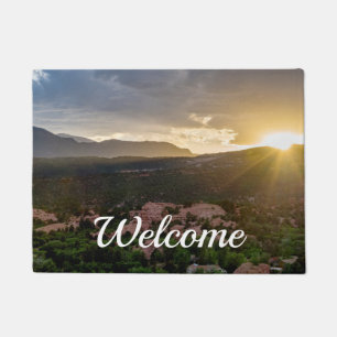 Pikes Peak Sunset Haze Welcome Doormat