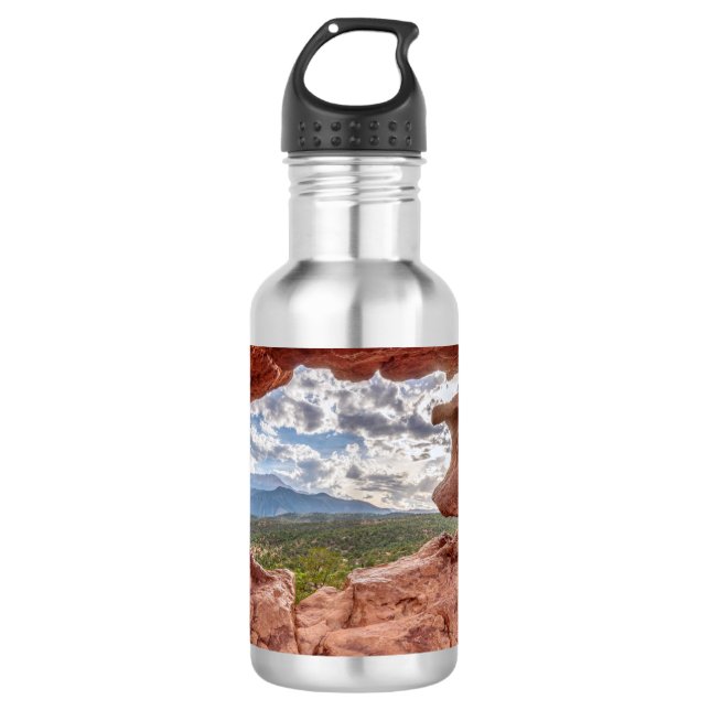 Pikes Peak Through A Rock Hole 532 Ml Water Bottle (Front)