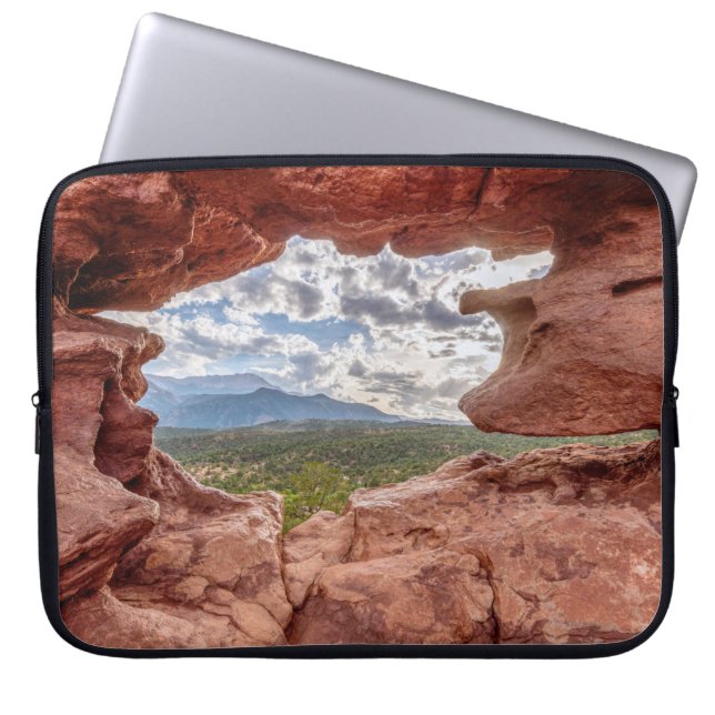 Pikes Peak Through A Rock Hole Laptop Sleeve (Front)