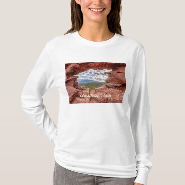 Pikes Peak Through A Rock Hole Long Sleeve Tshirt (Front)