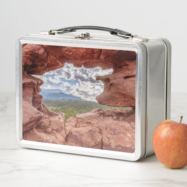Pikes Peak Through A Rock Hole Metal Lunch Box (In Situ)