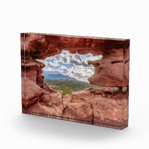 Pikes Peak Through A Rock Hole Photo Block