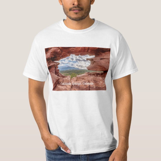 Pikes Peak Through A Rock Hole T-Shirt (Front)