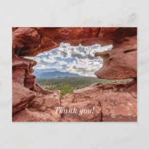 Pikes Peak Through A Rock Hole Thank you Postcard