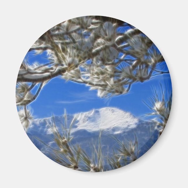 Pikes Peak Winter Snow Covered Fractal Art Magnet (Front)