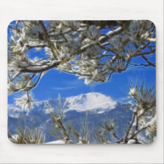 Pikes Peak Winter Snow Covered Fractal Art Mouse Mat