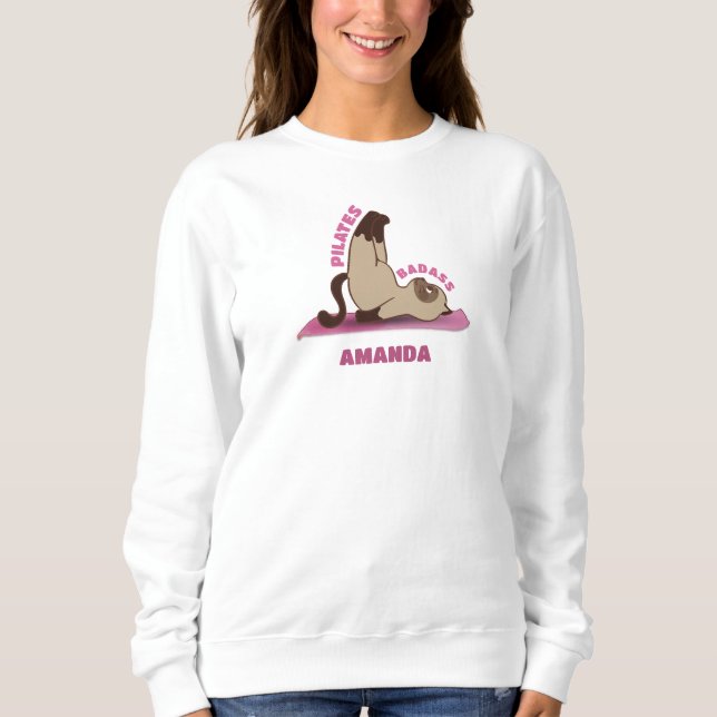 Pilates Badass Workout Kitty Cat Sweatshirt (Front)