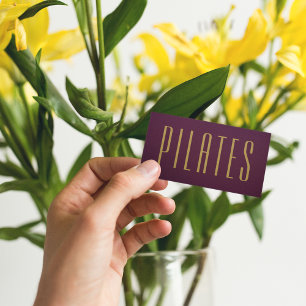 Pilates Burgundy And Gold Minimalist  Business Card