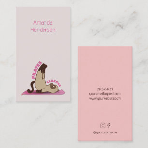Pilates Classes Workout Kitty Cat Business Card