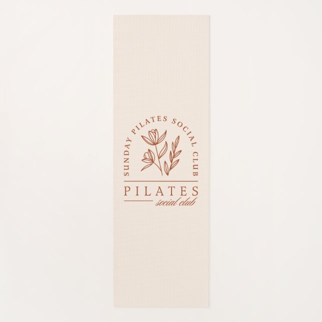 Pilates club sunday boho aesthetic beige yoga mat (Front)