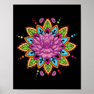 Pilates Fractal Geometry Flower Blossom Yoga Art L Poster