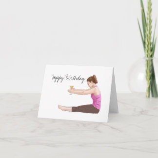 Pilates Happy Birthday Card with cocktail