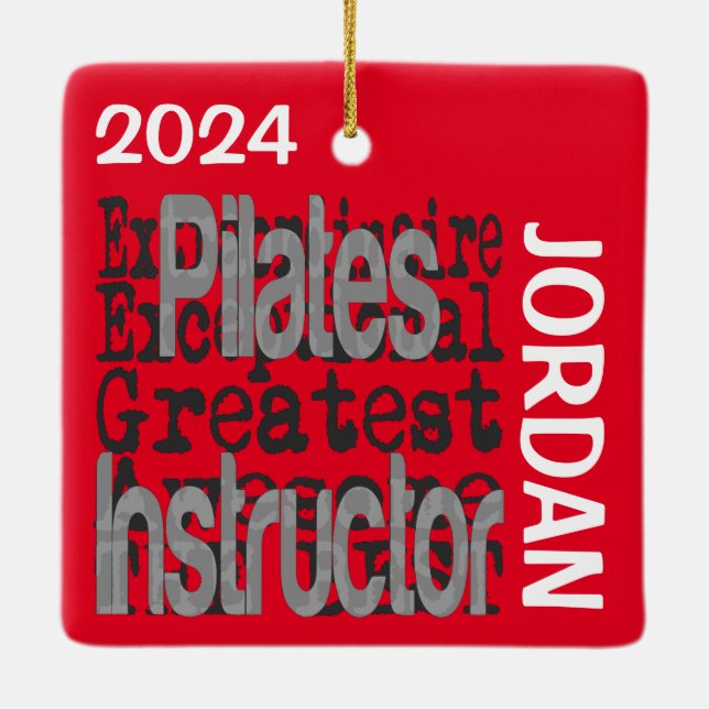 Pilates Instructor Extraordinaire CUSTOM Ceramic Ornament (Back)