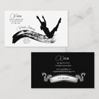 Pilates Instructor Silhouette Pose Black & White  Business Card