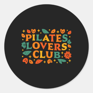 Pilates Lovers Club Retro Decorative Doodles Pilat Classic Round Sticker