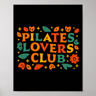 Pilates Lovers Club Retro Decorative Doodles Pilat Poster