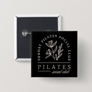 Pilates lovers group social club black aesthetic  15 cm square badge