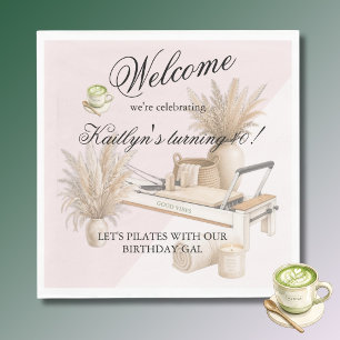 Pilates & Matcha (any age) 40th Birthday Event Napkin