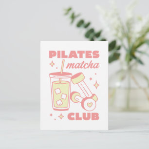 Pilates matcha club pink aesthetic postcard