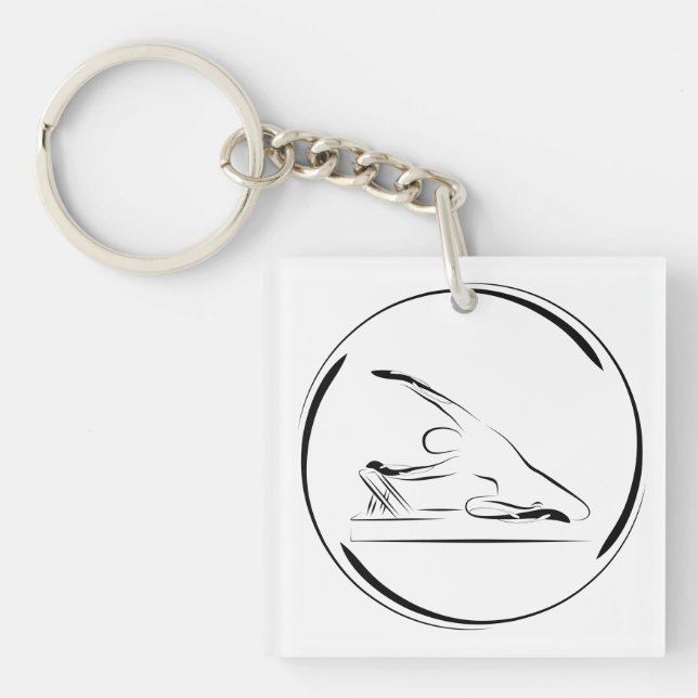 Pilates Mermaid on the reformer Key Ring (Front)