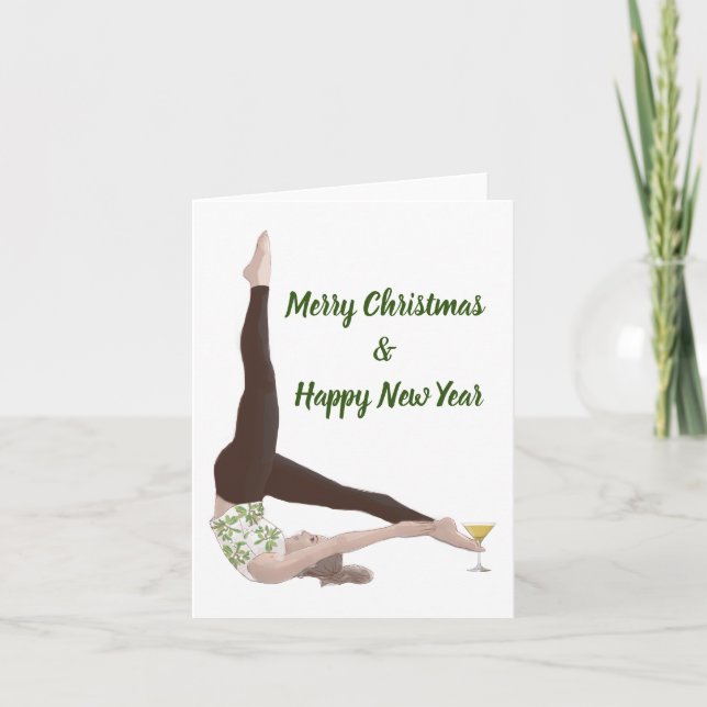 Pilates Merry Christmas and Happy New Year Holiday Card (Front)