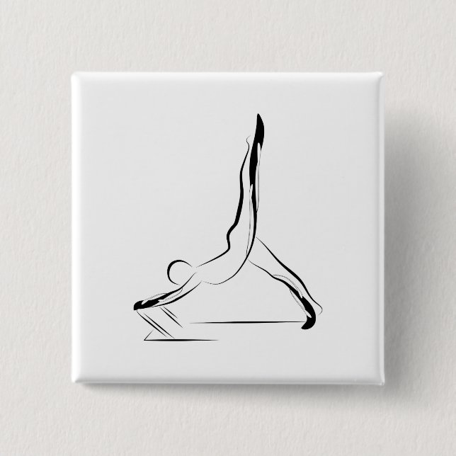 Pilates pose 15 cm square badge (Front)